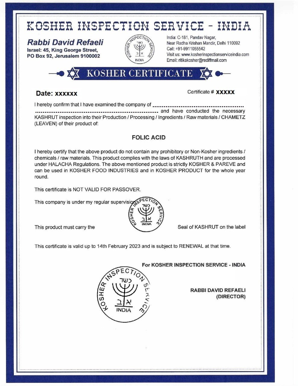 Kosher Certification